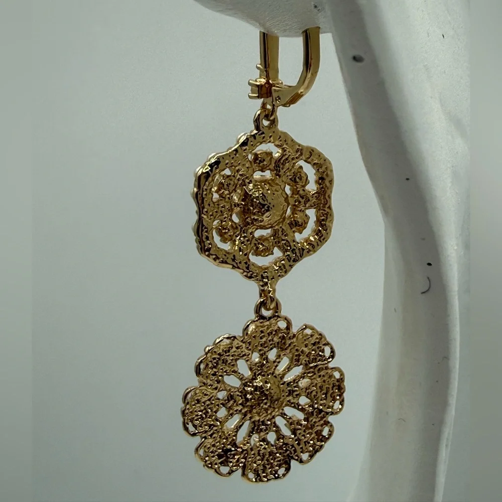 Marchesa Gold-Tone Crystal & Pearl Drop Earrings - Picture 6 of 16